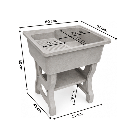 อ่างล้างจานขาตั้ง หินควอตซ์ 1 หลุม 1 ที่พัก DINOSAUR WASHTUB ขนาด 80X60X23ซม. สีออฟไวท์_8